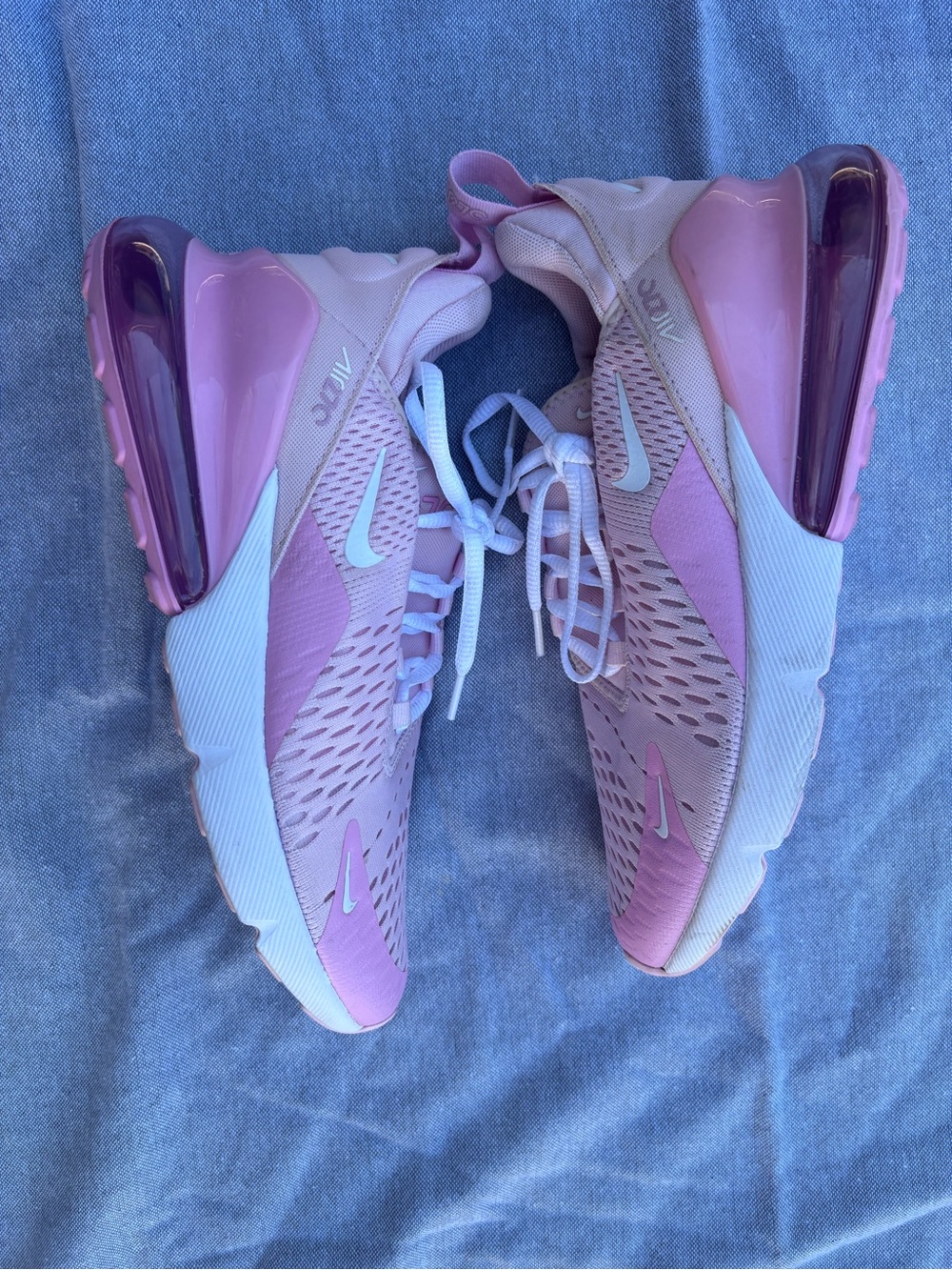 Nike Women’s Pink and White Air Max 270 Athletic Sneakers